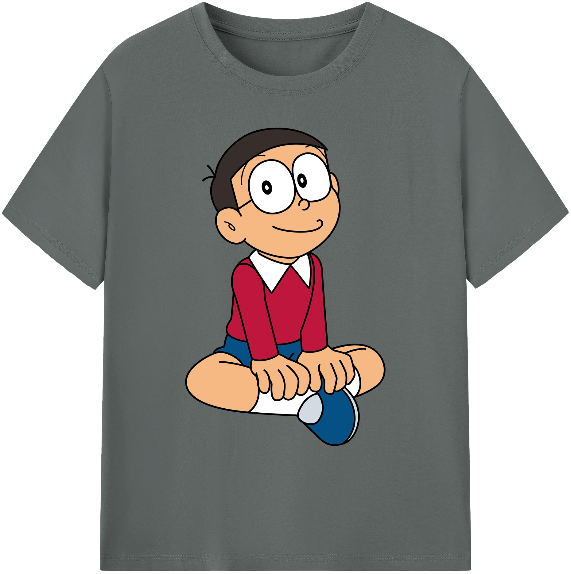 （画像用） ドラえもん 野比 のび太 Doraemon Nobita Nobi 綿100％ メンズ半袖Tシャツ｜肌触りやわらか＆通気性